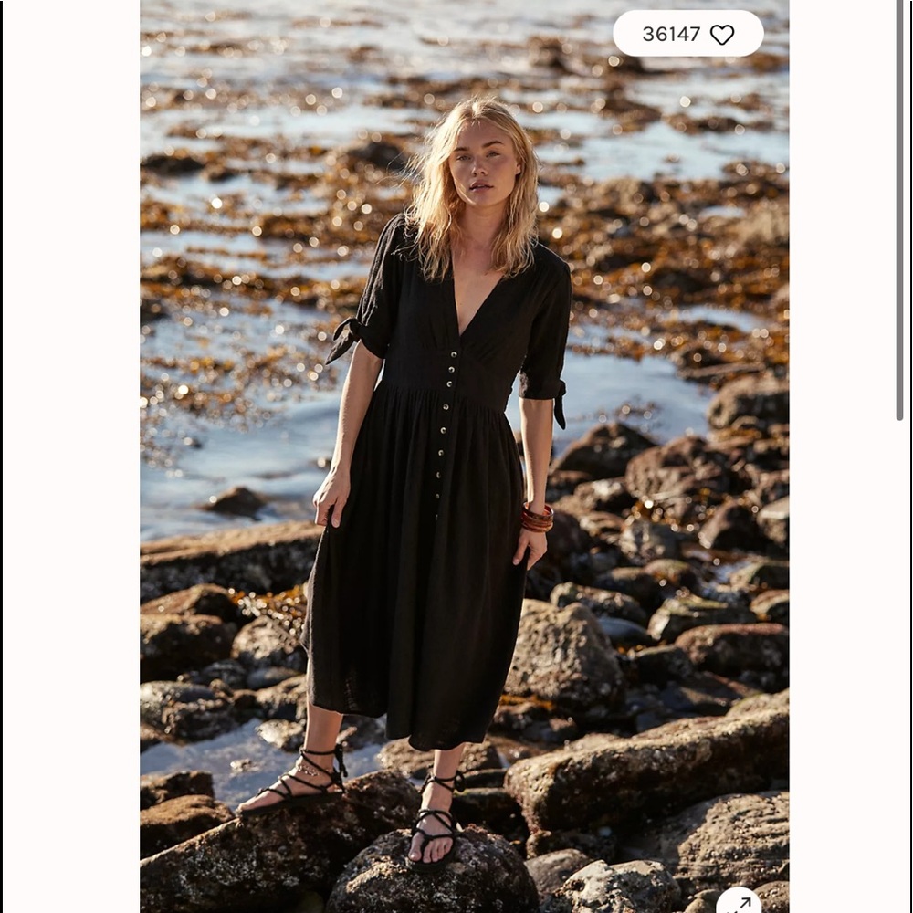 Free People Black Love of My Life Midi Dress